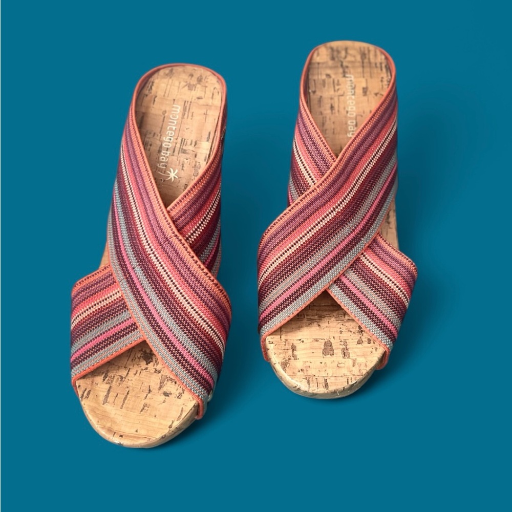 Colorful Striped Wedge Sandals